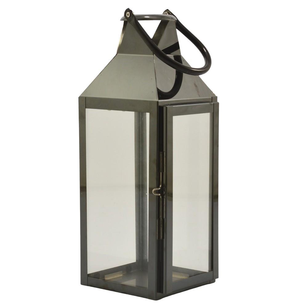 Lampion metal/szkło Latarnia 35cm czarny FF9982