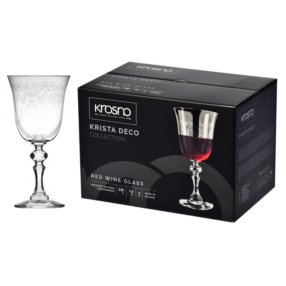 Kieliszki do wina 220ml 6szt Krosno Krista Deco