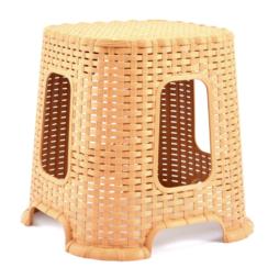 Taboret plastikowy 32cm Rattan jasny brąz