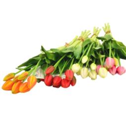 Kwiat sztuczny Tulipany bukiet 45cm 7 kwiatów gumowe mix