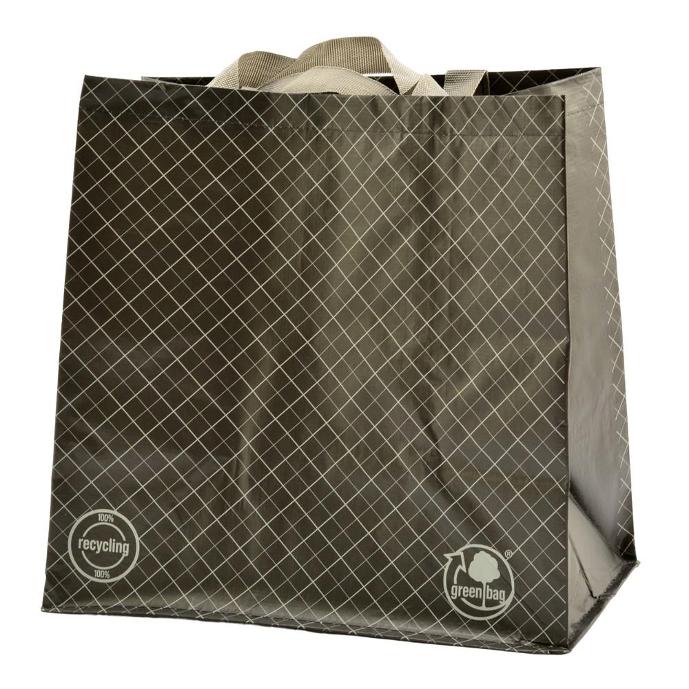 Torba na zakupy PP Greenbag czarna kratka 34x34x22cm