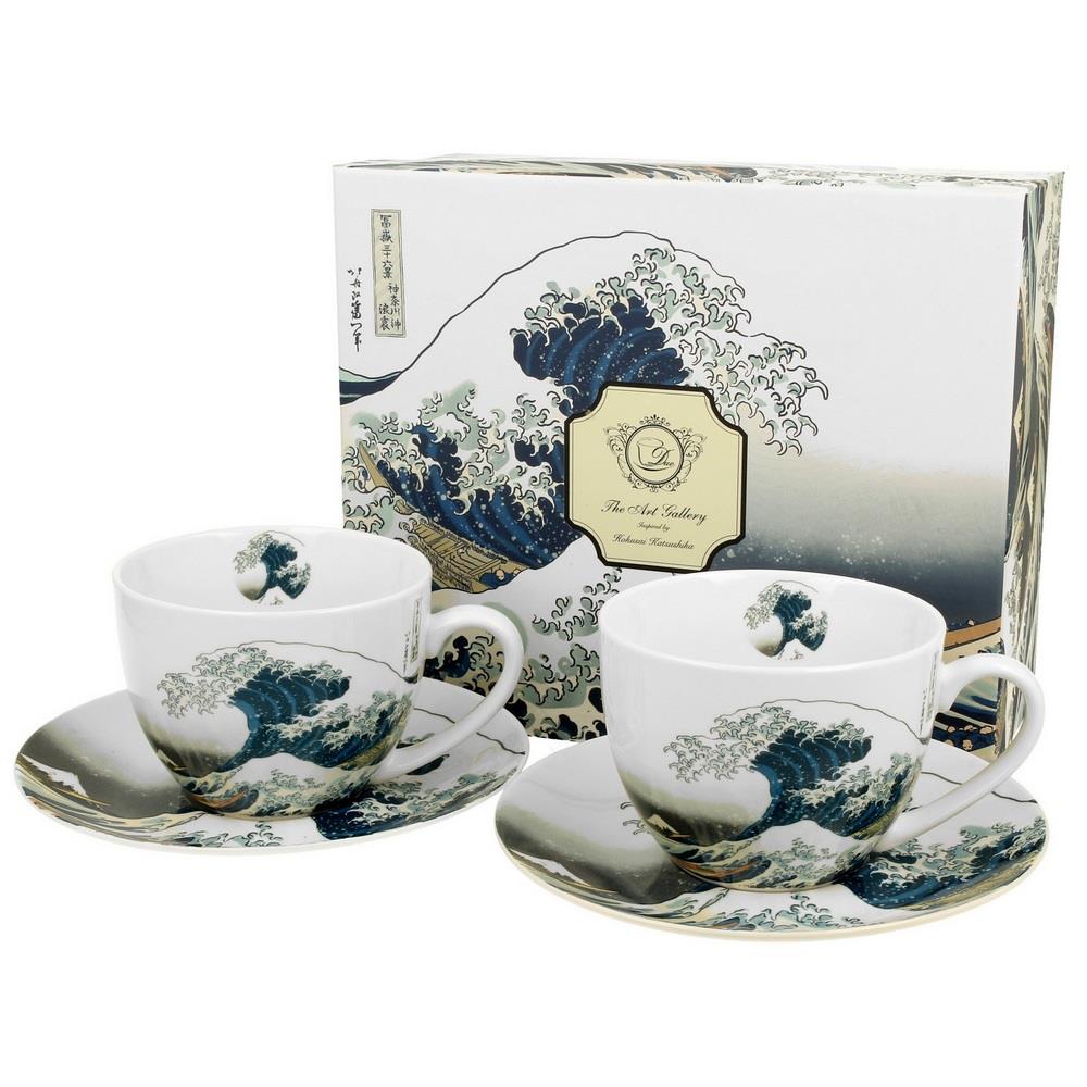 Filiżanki ze spodkami 2 sztuki 280ml The great wave Hokusai