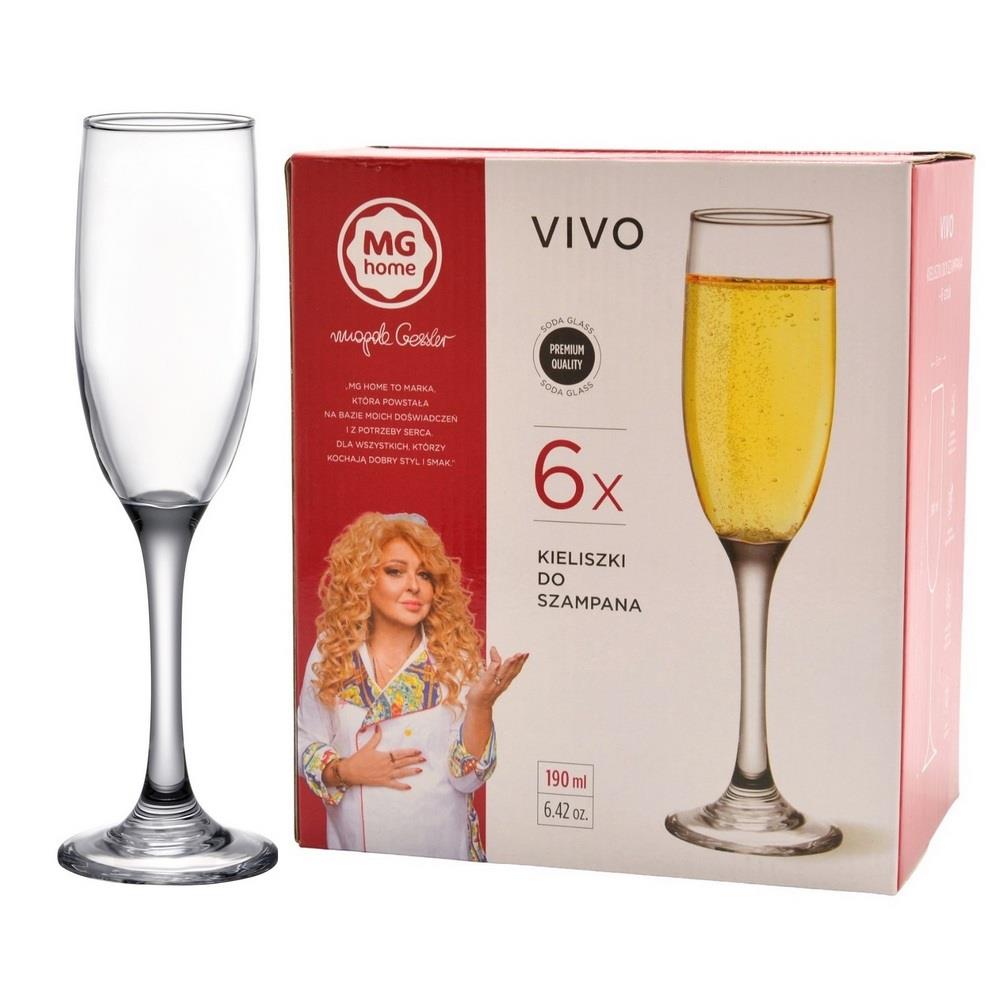 Kieliszki do wina szampana 190ml 6 sztuk MG Home Vivo