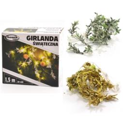 Lampki girlanda 1,5m 20 LED zielono-złota/srebrna 6519 mix