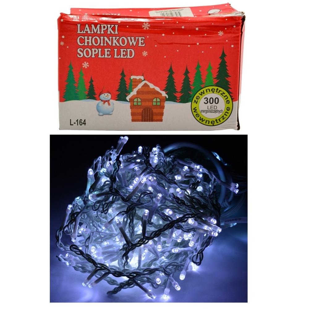 Lampki choinkowe sople 300 LED białe zimne