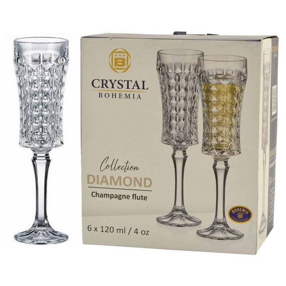 Kieliszki do szampana 120ml 6szt Diamond Bohemia