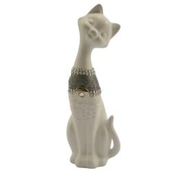 Figurka Kot smukły 27cm ceramiczna C-032p pasek