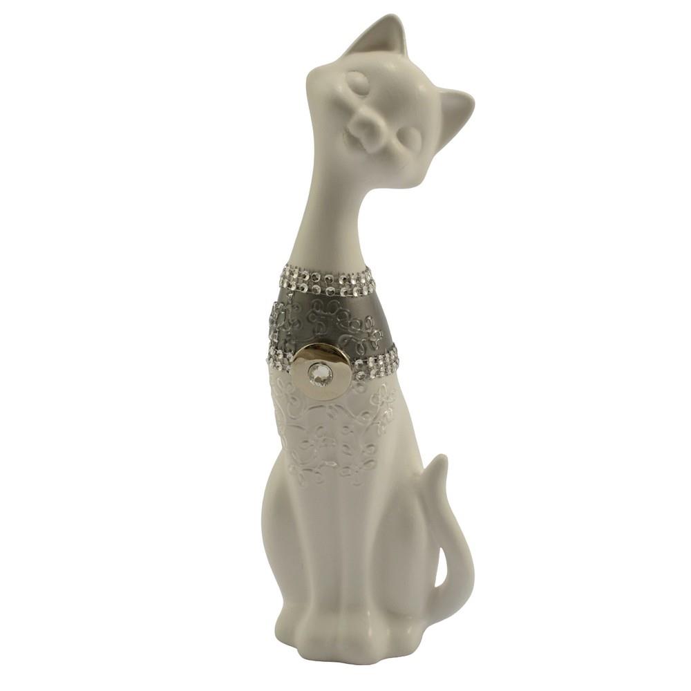 Figurka Kot smukły 27cm ceramiczna C-032p pasek