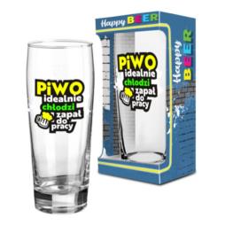 Szklanka do piwa 500ml i Happy Beer "Piwo idealnie chłodzi zapał do pracy