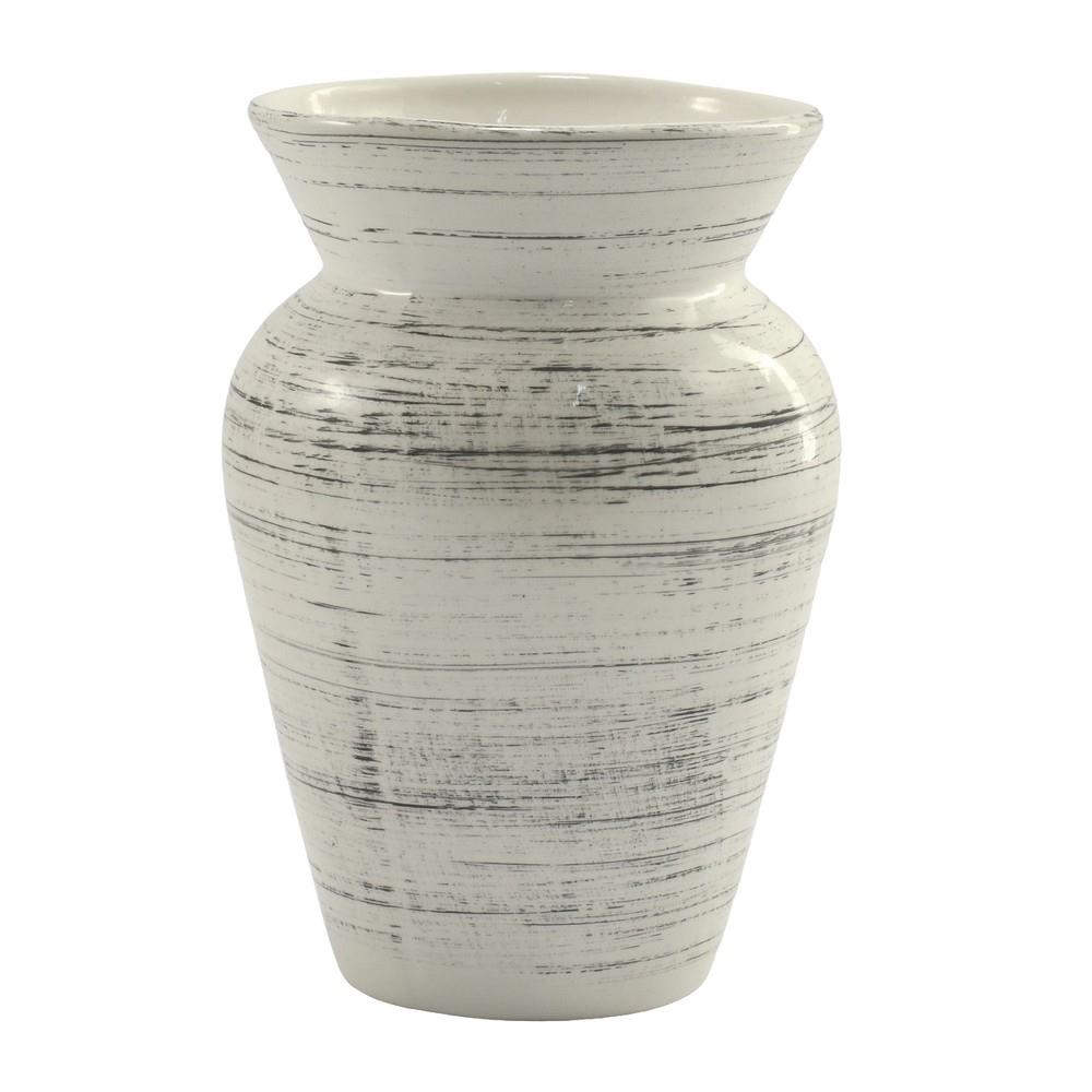 Wazon ceramiczny Baryłka biało-czarny 20x13cm W49