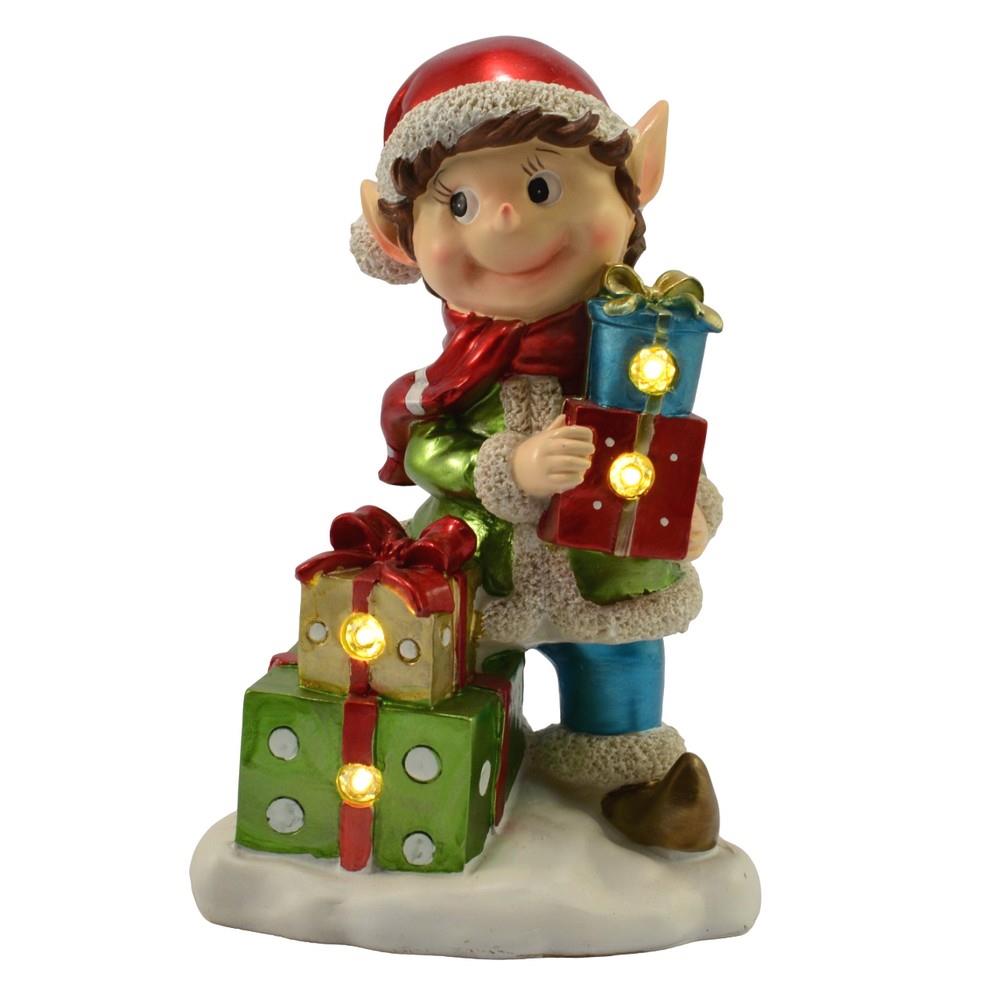 Figurka bożonarodzeniowa Elf z prezentami 34cm Led