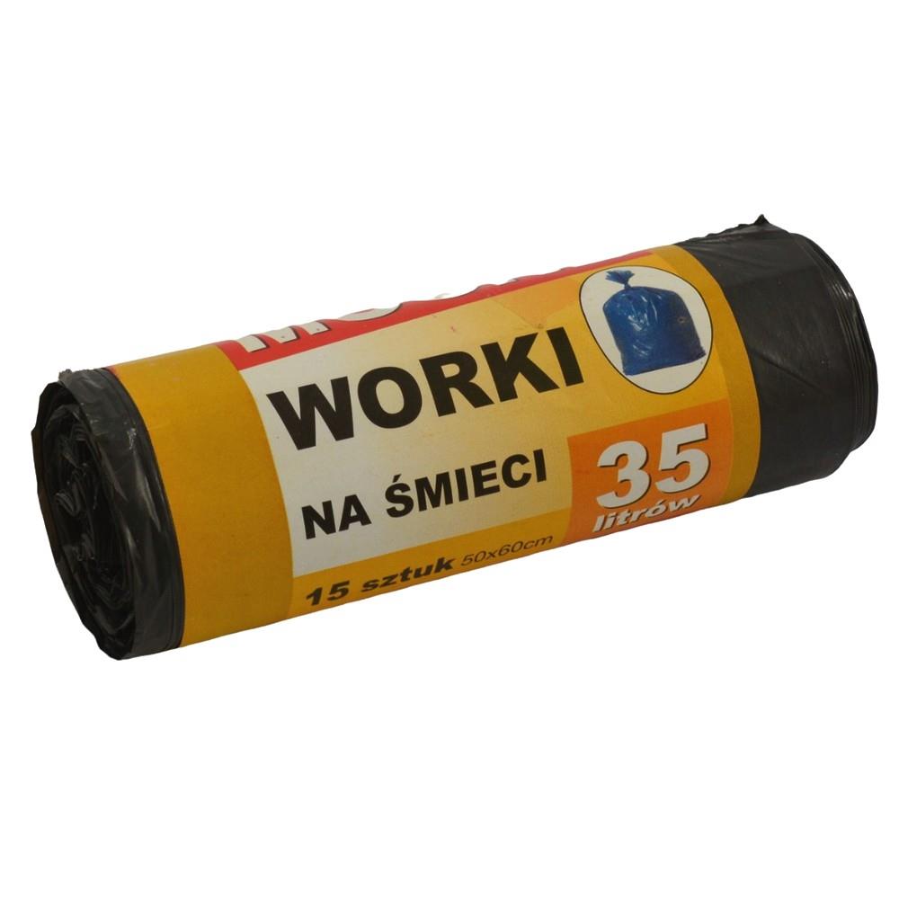 Worki na śmieci 35L 15szt czarne mocne