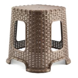 Taboret plastikowy 32cm Rattan brąz