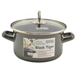 Garnek emalia 16cm 1,5L SSW Black Tiger