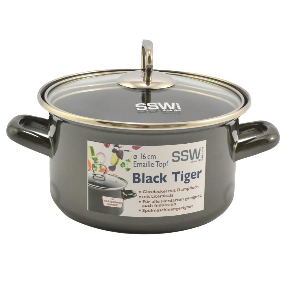 Garnek emalia 16cm 1,5L SSW Black Tiger