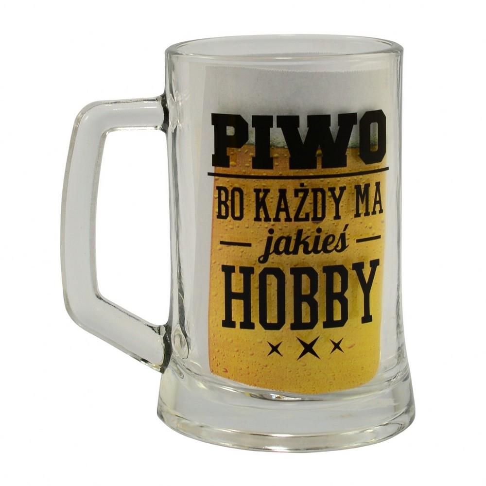 Kufel szklany 500ml "Piwo bo każdy ma jakieś hobby"