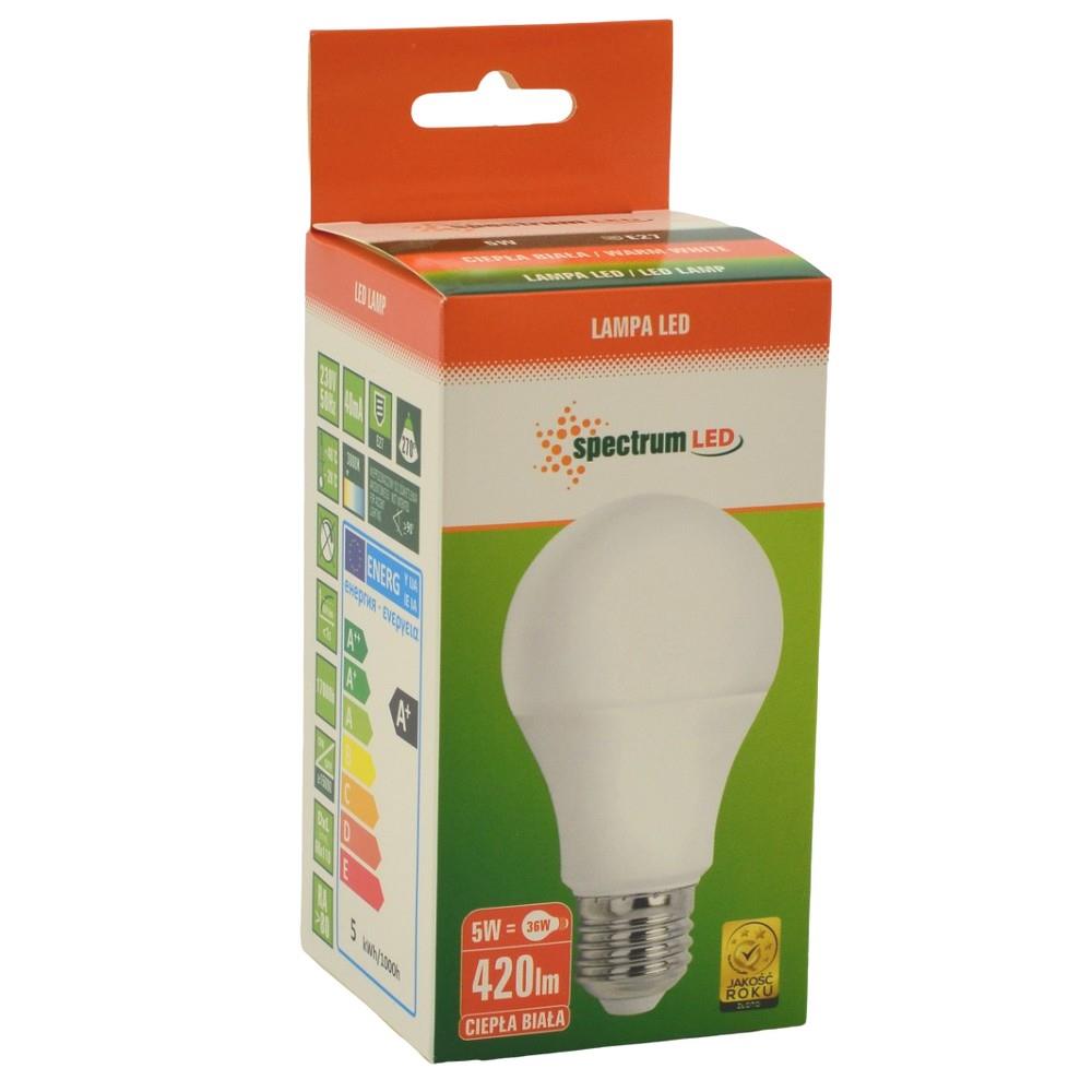 Żarówka LED 5W E27 350Lm Spectrum ciepła biała