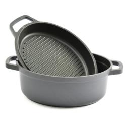 Garnek aluminiowy + patelnia grillowa 26cm MR-4126