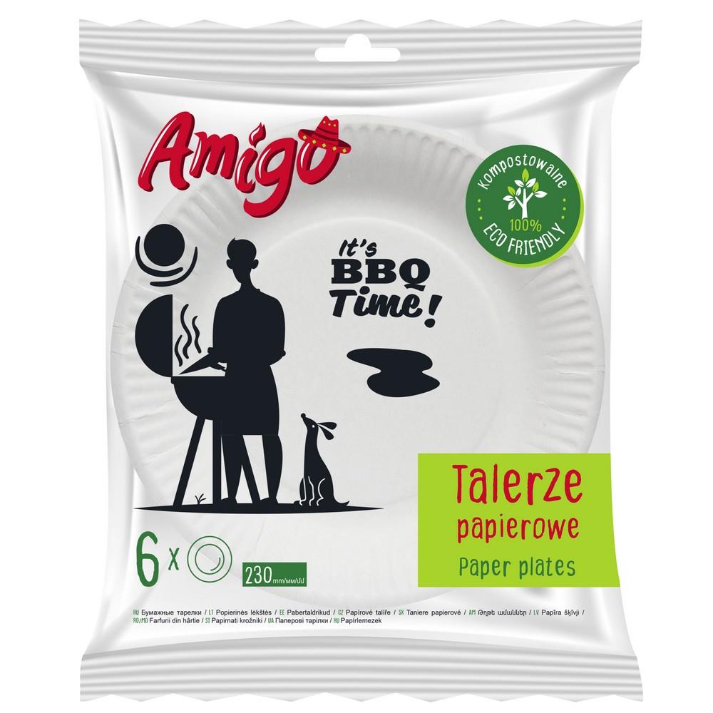 Talerze papierowe 23cm 6 sztuk Amigo Eco Friendly