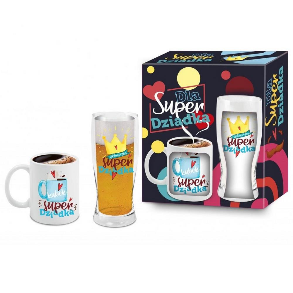 Kubek 300ml +szklanka 220ml Dzień Dziadka Dla super Dziadka