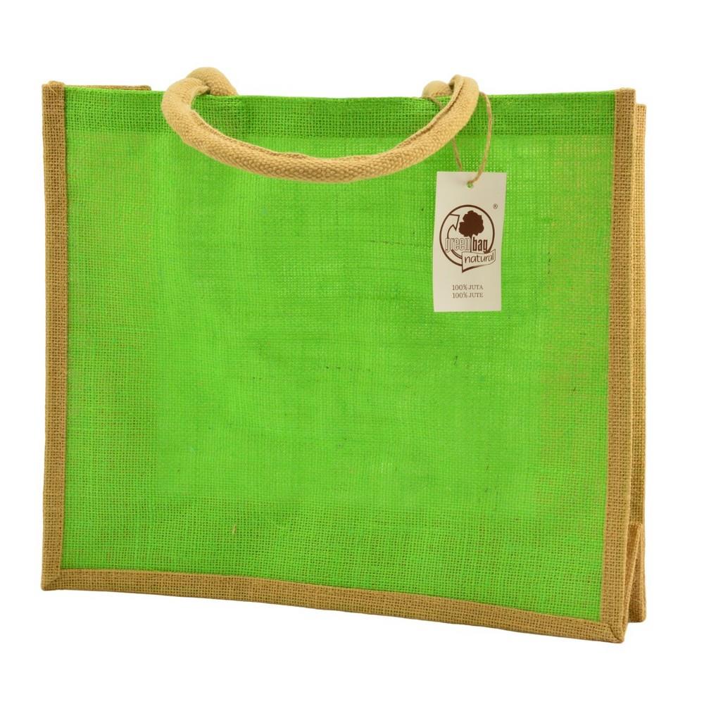 Torba na zakupy z juty front zielony 40x35x15cm