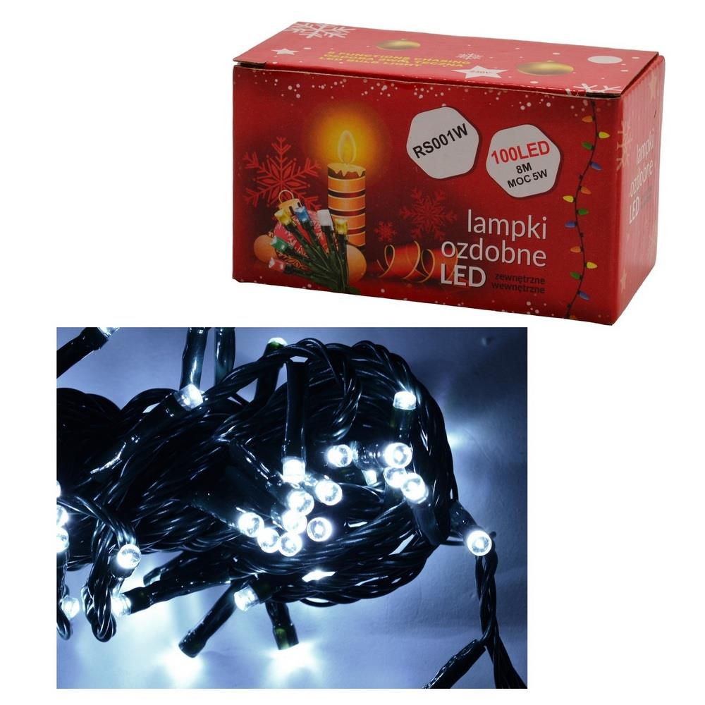 Lampki choinkowe 100 LED 8m białe zimne