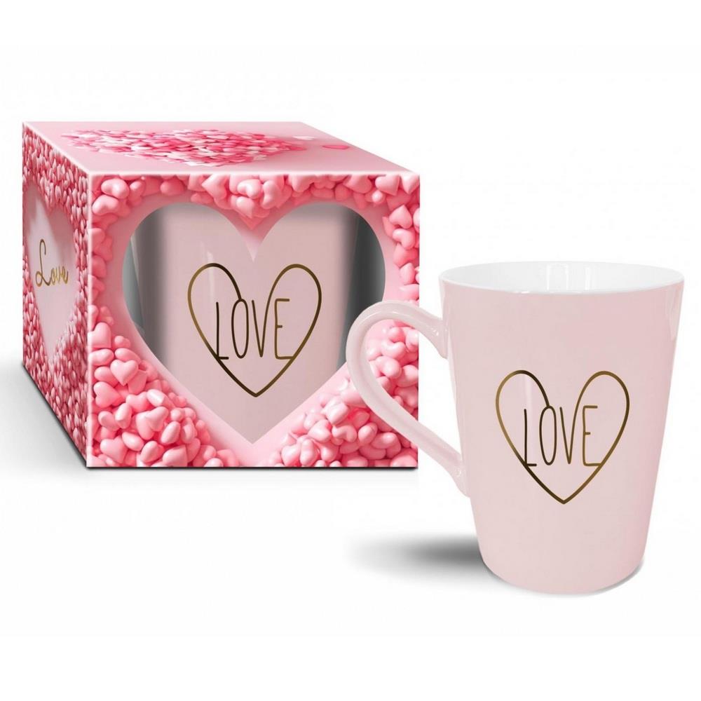 Kubek ceramiczny 370ml Walentynki Love różowy serce