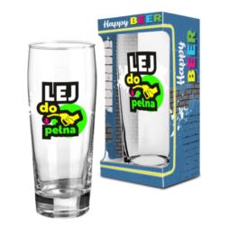 Szklanka do piwa 500ml i Happy Beer "Lej do pełna"