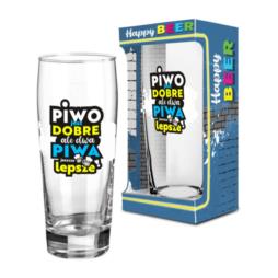 Szklanka do piwa 500ml i Happy Beer "Piwo jest dobre, ale dwa jeszcze lepsze"