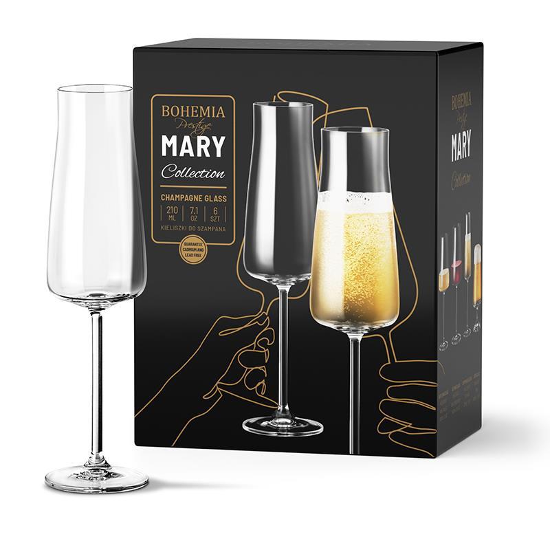 Kieliszki do szampana 210ml 6szt Mary Bohemia