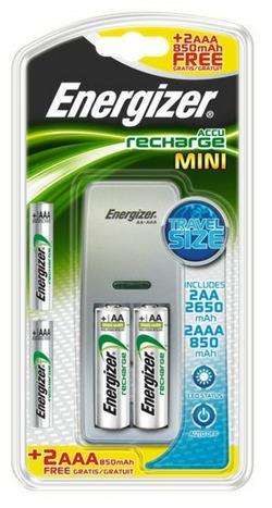 ładowarka Energizer Mini + 2 x R6/AA 2650 mAh + 2 x R03/AAA