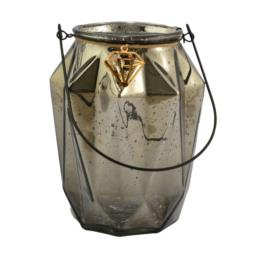 Lampion szklany 16,5x21cm srebrny 8102